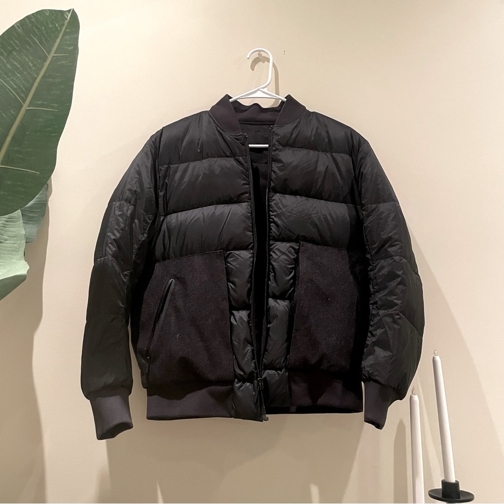 $298 Lululemon Black Roam Far Bomber Coat Wool